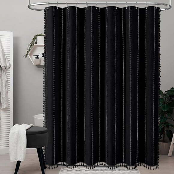 NEW - BTTN Extra Long Boho Rustic Striped Fabric Shower Curtain 72"x96" NIP - Picture 6 of 10